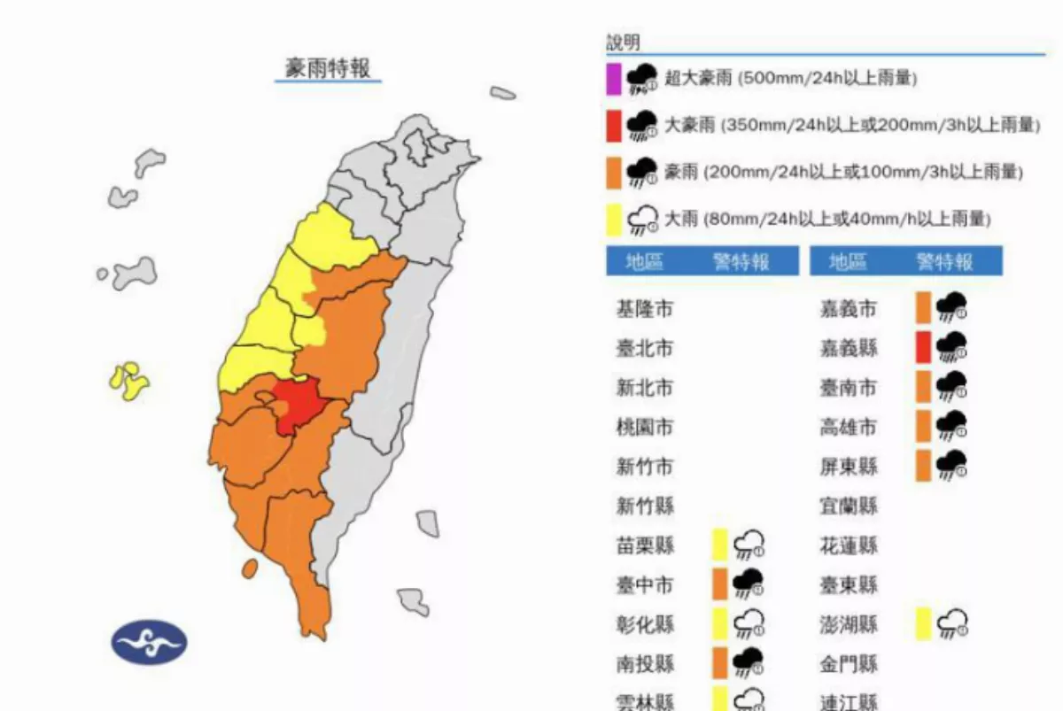 凱米走大雨接著來   11縣市豪大雨特報
